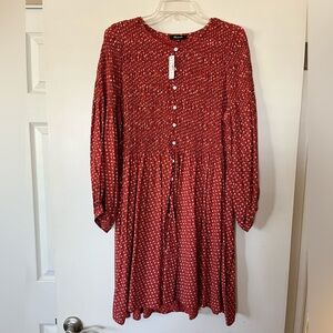 MADEWELL BRAND NEW DRESS! ADORABLE DETAIL AND PRINT! PERFECT FOR FALL! NWT!